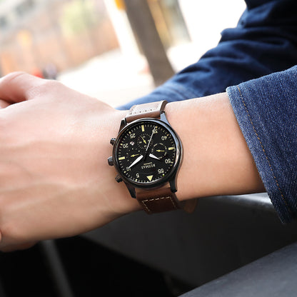 RUIMAS Men Mechanical Watches Fashion Leather Strap Sapphire Automatic Movement Wristwatch Luminous Clock Male Date Week Display 6769